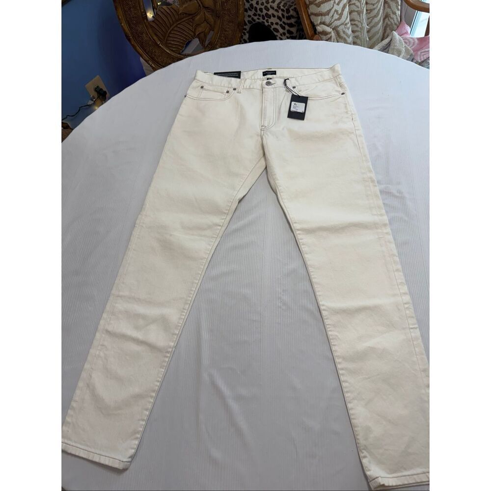 NWT Club Monaco Men’s Super Slim Cream Denim Jeans Size 34 X 32 New